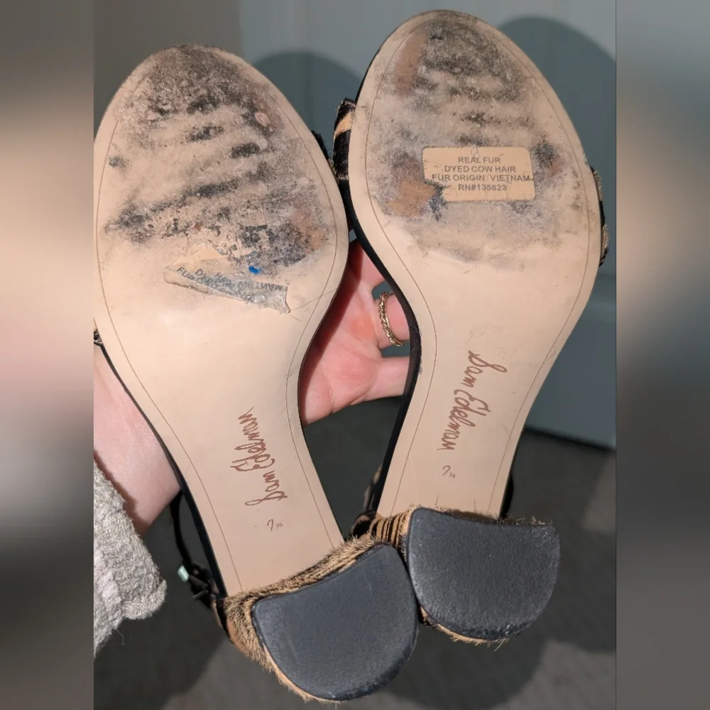 Sam Edelman Zebra-Print Ankle Strap Block Heel Sandal 7.5 - Picture 8 of 8